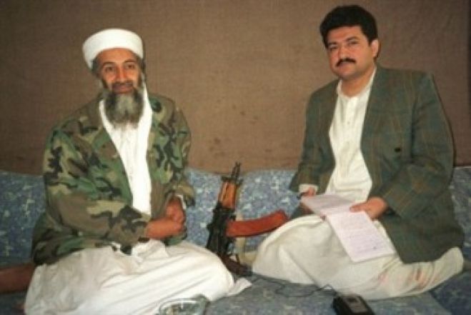 Jornalista paquistanês Hamid Mir e Bin Laden depois