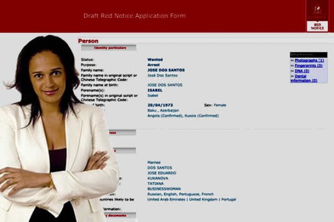 Interpol confirma emissão de aviso vermelho para detenção de Isabel dos Santos